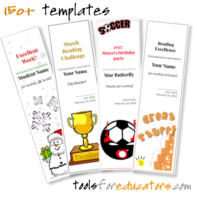 free printable bookmarks at 123certificates.com