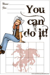 chore chart, cowgirl, rodeo background